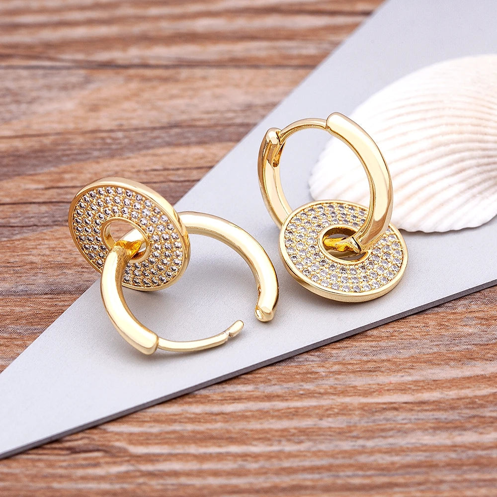 Classic Copper Zircon Ear Buckle for Women Trendy Gold Color Small Large Circle Hoop Earrings Punk Hip Hop Jewelry Accessories - Floq & Raman