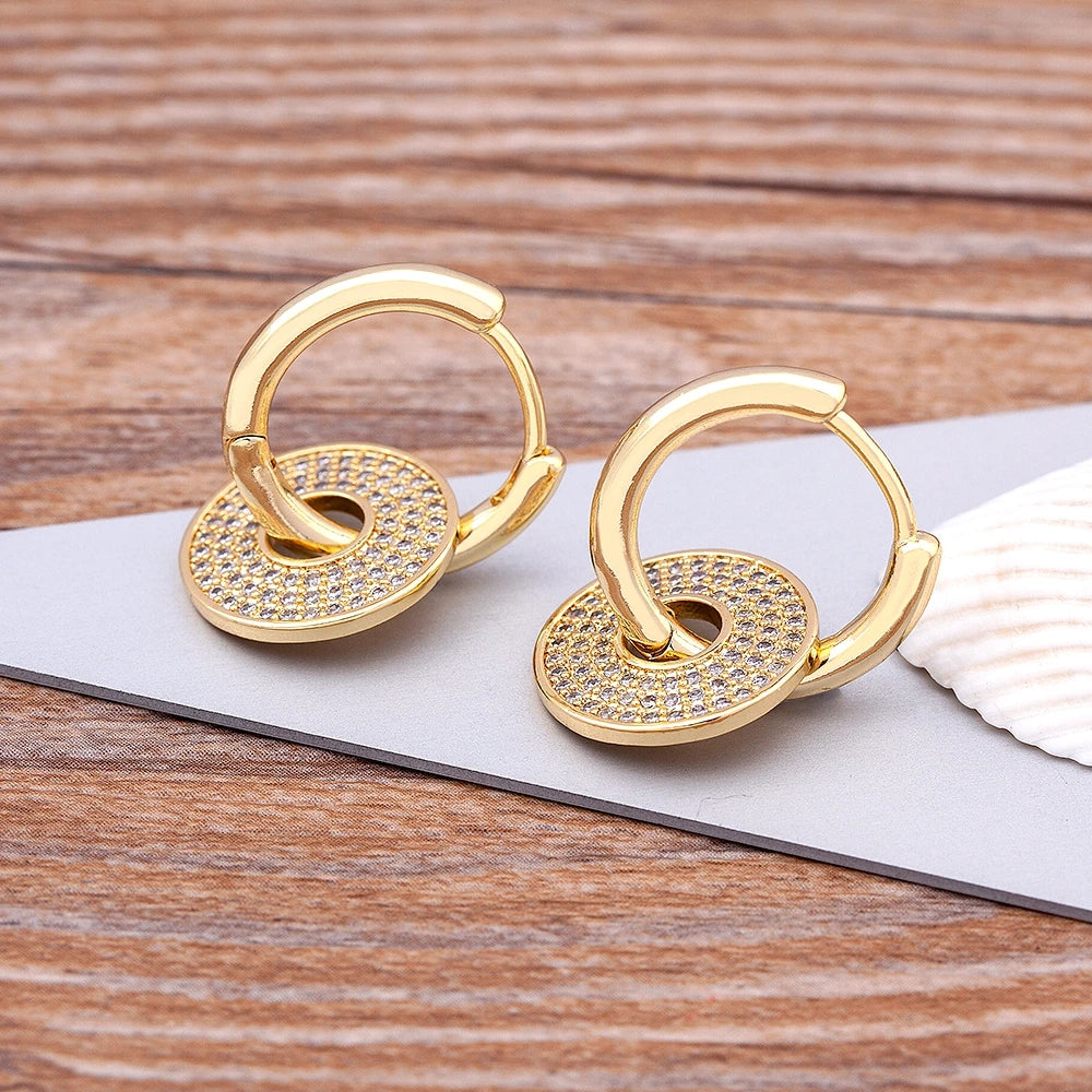 Classic Copper Zircon Ear Buckle for Women Trendy Gold Color Small Large Circle Hoop Earrings Punk Hip Hop Jewelry Accessories - Floq & Raman