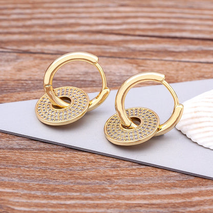 Classic Copper Zircon Ear Buckle for Women Trendy Gold Color Small Large Circle Hoop Earrings Punk Hip Hop Jewelry Accessories - Floq & Raman