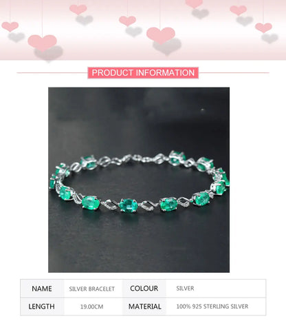 925 Sterling Silver Emerald Bracelet Chain For Women Fashion Jewelry Accessories - Floq & Raman