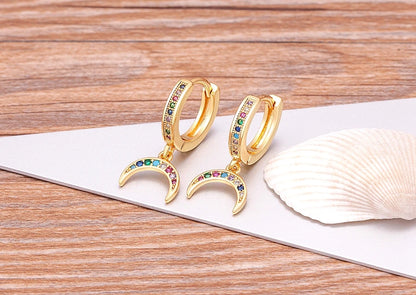 New Luxury Fashion Rhinestone 14 Styles Turkish Evil Eye Drop Earrings Elegant Blue Zircon Pendant Lucky Party Birthday Jewelry - Floq & Raman