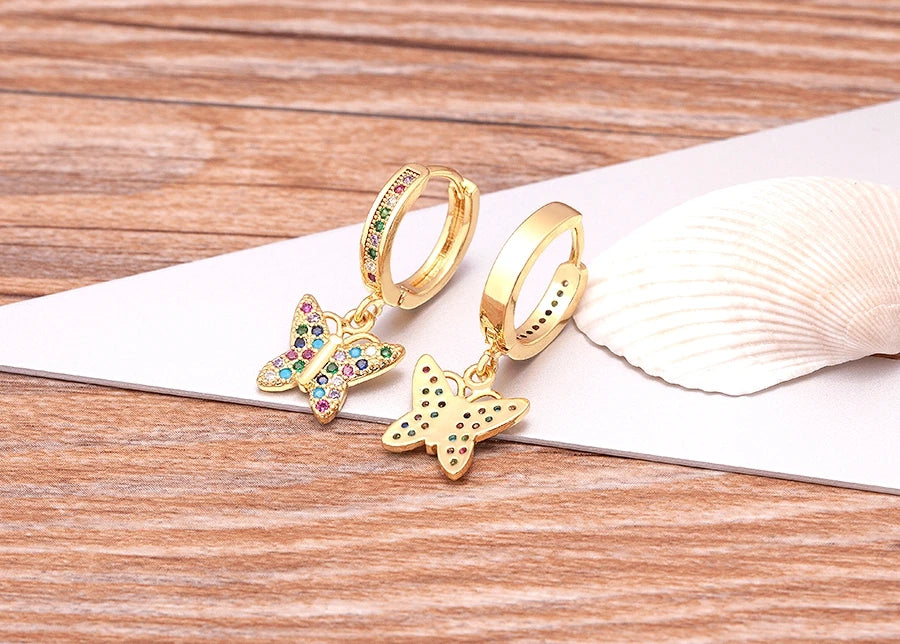 Trendy Bohemian Zircon Hollow Blue Evil Eye Hoop Earrings for Women Cute Unique Gold Color Crystal Drop Earrings Party Jewelry - Floq & Raman