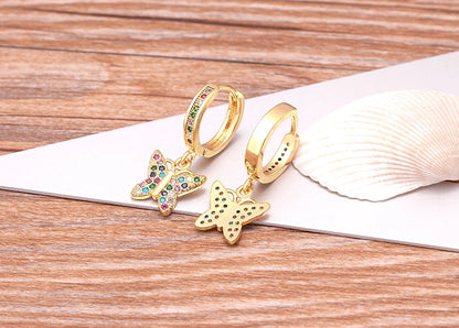 Trendy Bohemian Zircon Hollow Blue Evil Eye Hoop Earrings for Women Cute Unique Gold Color Crystal Drop Earrings Party Jewelry - Floq & Raman