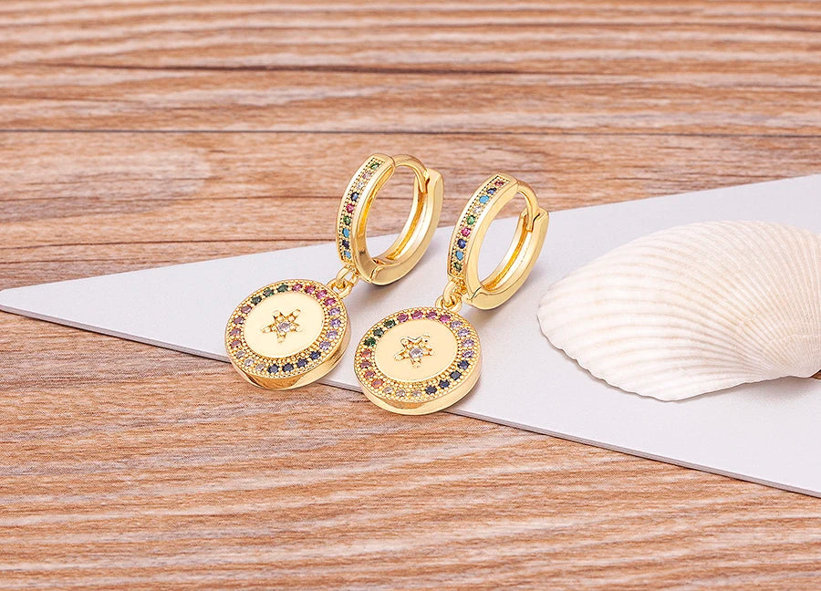 New Luxury Fashion Rhinestone 14 Styles Turkish Evil Eye Drop Earrings Elegant Blue Zircon Pendant Lucky Party Birthday Jewelry - Floq & Raman