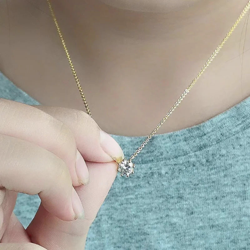 925 Sterling Silver 18k Gold Plated Necklace Versatile Single Sparkling Zircon Clavicle Chain for Women Wedding Jewelry - Floq & Raman