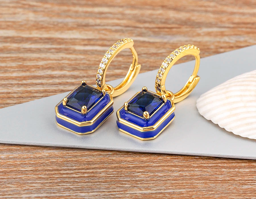 Fashion Geometric Women's Ear Buckle Earrings Zircon Gold Plated Engagement Wedding Birthday Gift Jewelry Accessories - Floq & Raman