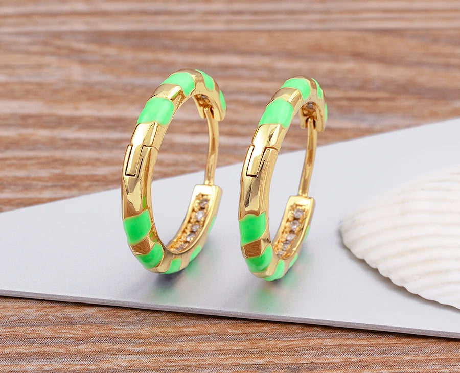 High Quality 6 Candy Colors Inlaid Zebra Stripe Pendant Fashion Earrings Enamel Oil Dripping Women's Simple French Jewelry Gifts - Floq & Raman