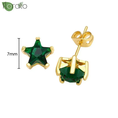 925 Sterling Silver Green Crystal CZ Hoop Earrings for Women | 2023 Luxury Gold Small Huggie Earrings | Fashion Piercing Jewelry - Floq & Raman