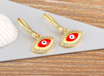 Nidin New Turkish Amulet Evil Eye Drop Earrings 4 Colors Lucky Charm Dangle Ear Hook Jewelry Birthday Wedding Gift Wholesale - Floq & Raman