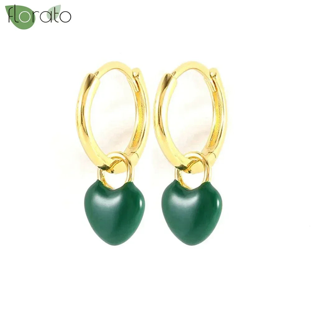 925 Sterling Silver Green Crystal CZ Hoop Earrings for Women | 2023 Luxury Gold Small Huggie Earrings | Fashion Piercing Jewelry - Floq & Raman