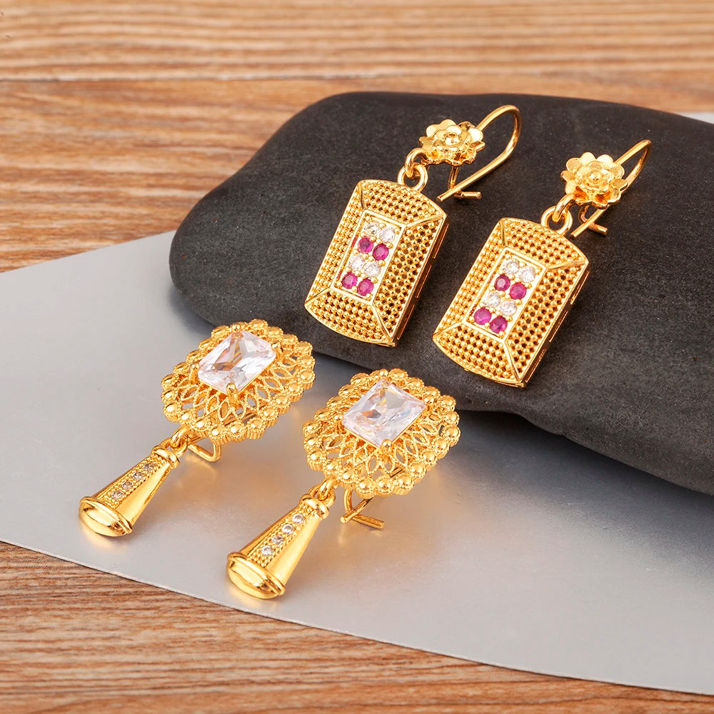 High Quality Rectangle/Evil Eye Shape Elegant Aesthetic Drop Earrings For Female Vintage Ear Jewelry Wedding Party Gifts - Floq & Raman