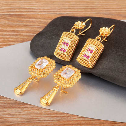 High Quality Rectangle/Evil Eye Shape Elegant Aesthetic Drop Earrings For Female Vintage Ear Jewelry Wedding Party Gifts - Floq & Raman