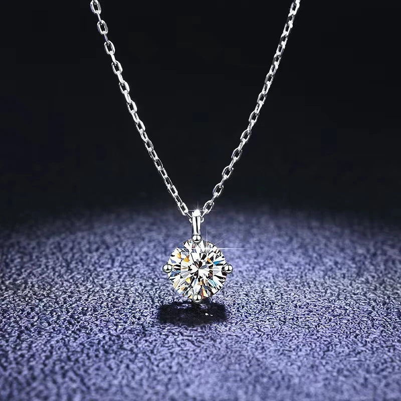 Simple Trendy Crystal Zircon Rhinestone Pendant Necklace For Women Charm White Gold Color Clavicle Chain Necklack WeddingJewelry - Floq & Raman