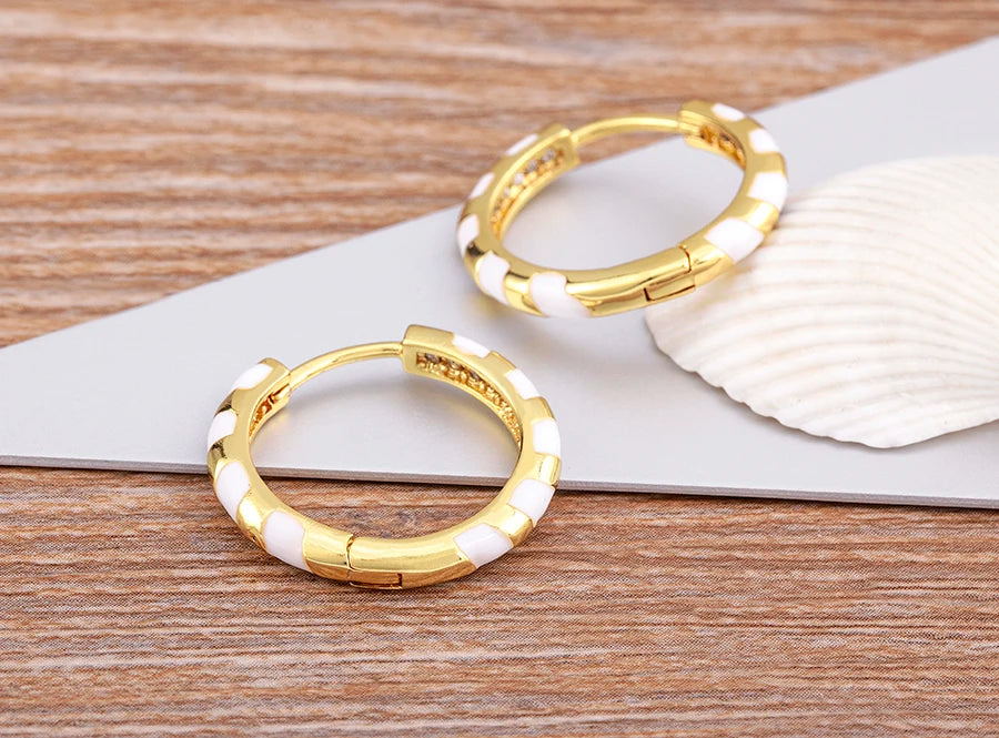 High Quality 6 Candy Colors Inlaid Zebra Stripe Pendant Fashion Earrings Enamel Oil Dripping Women's Simple French Jewelry Gifts - Floq & Raman