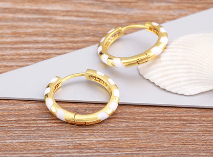 High Quality 6 Candy Colors Inlaid Zebra Stripe Pendant Fashion Earrings Enamel Oil Dripping Women's Simple French Jewelry Gifts - Floq & Raman