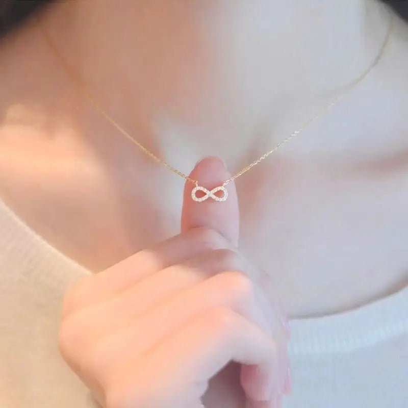 Love 8-Shaped Diamond Encrusted S925 Sterling Silver Necklace for Women Unique Design Choker Luxury Minimalist Jewelry - Floq & Raman