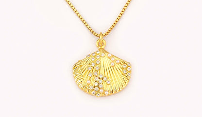 New Fashion Lucky Shell Shape Inlaid Pearl Crystal Zircon Pendant Necklace For Women Female 4 Styles Choice Jewelry Gifts - Floq & Raman