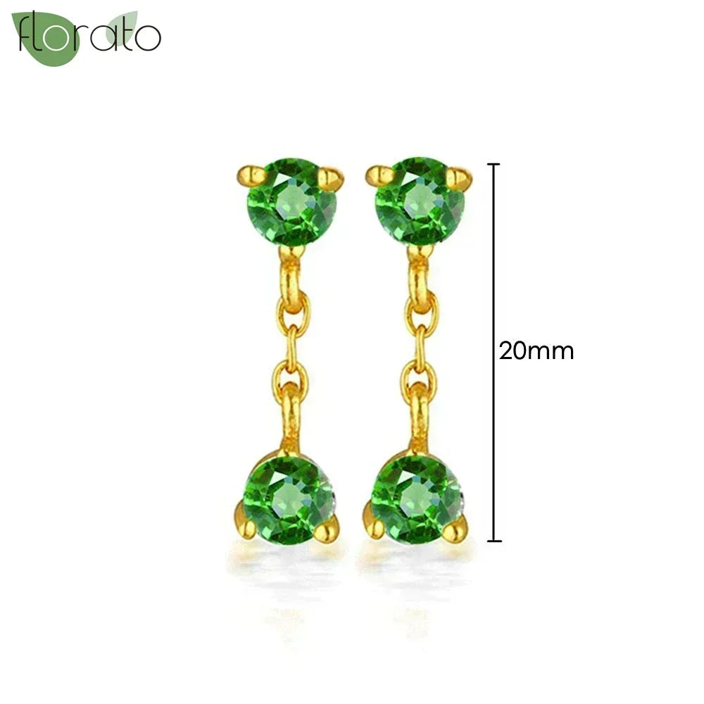 925 Sterling Silver Green Crystal CZ Hoop Earrings for Women | 2023 Luxury Gold Small Huggie Earrings | Fashion Piercing Jewelry - Floq & Raman