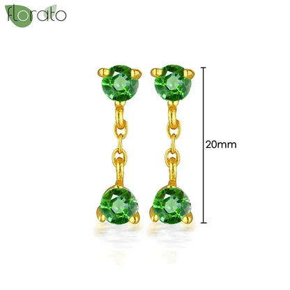 925 Sterling Silver Green Crystal CZ Hoop Earrings for Women | 2023 Luxury Gold Small Huggie Earrings | Fashion Piercing Jewelry - Floq & Raman