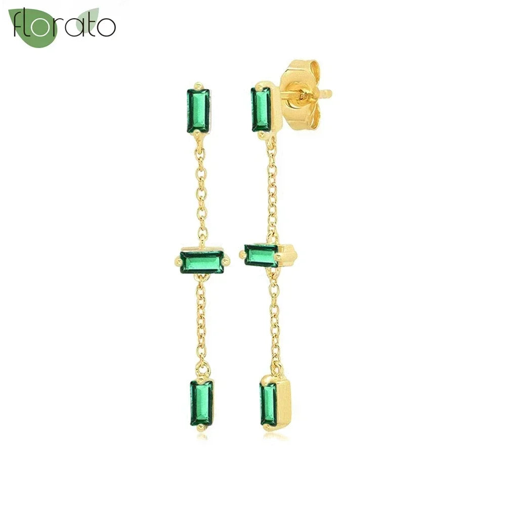 925 Sterling Silver Green Crystal CZ Hoop Earrings for Women | 2023 Luxury Gold Small Huggie Earrings | Fashion Piercing Jewelry - Floq & Raman