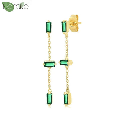 925 Sterling Silver Green Crystal CZ Hoop Earrings for Women | 2023 Luxury Gold Small Huggie Earrings | Fashion Piercing Jewelry - Floq & Raman