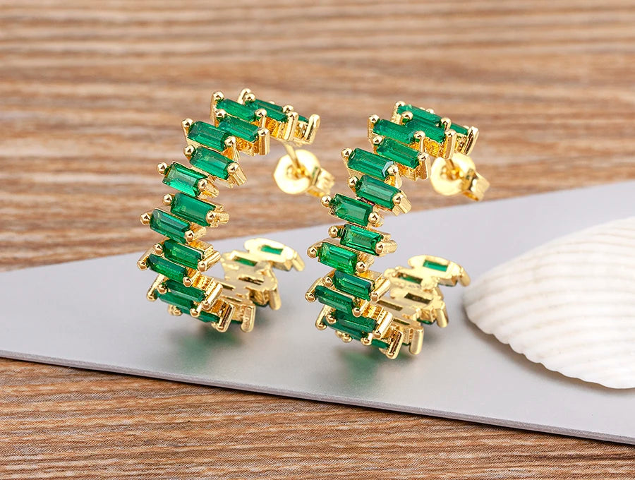 Fashion New Arrival Multicolor Gold Plated Earrings for Women Cubic Zirconia Wedding Female Jewelry Girl Friendship Gifts - Floq & Raman