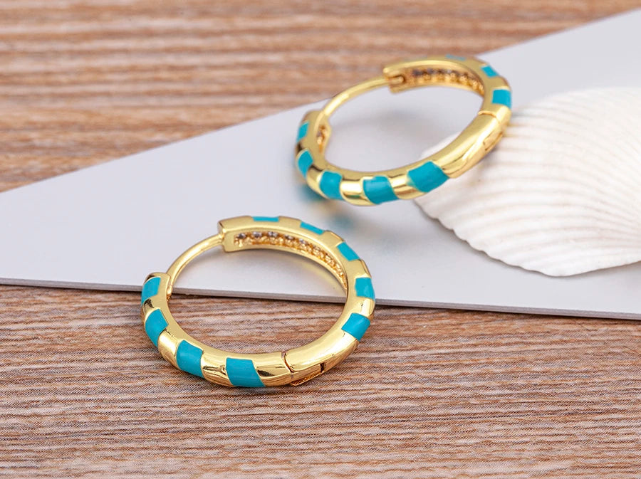 High Quality 6 Candy Colors Inlaid Zebra Stripe Pendant Fashion Earrings Enamel Oil Dripping Women's Simple French Jewelry Gifts - Floq & Raman