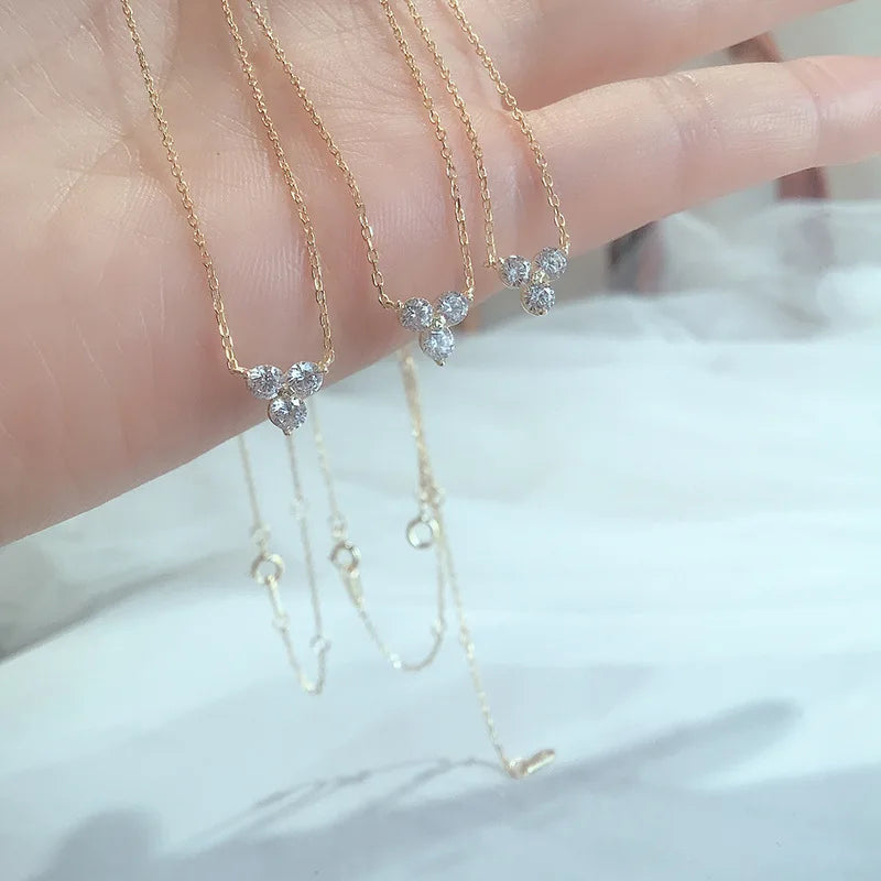 Japanese 925 sterling silver necklace for women, triangular design, high-end minimalist style, versatile 14k gold plated - Floq & Raman