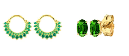 925 Sterling Silver Green Crystal CZ Hoop Earrings for Women | 2023 Luxury Gold Small Huggie Earrings | Fashion Piercing Jewelry - Floq & Raman