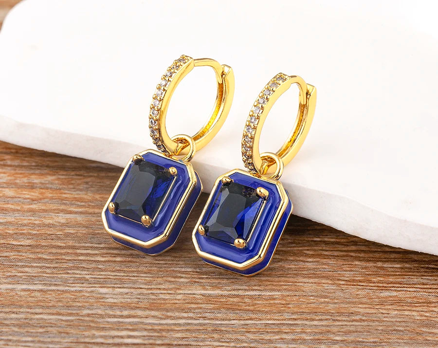 Fashion Geometric Women's Ear Buckle Earrings Zircon Gold Plated Engagement Wedding Birthday Gift Jewelry Accessories - Floq & Raman