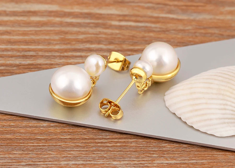 Light Luxury Trendy Copper Inlaid Pearl Zircon Charm Drop Earrings Female Wedding Party Jewelry Accessories Delicate Gifts - Floq & Raman