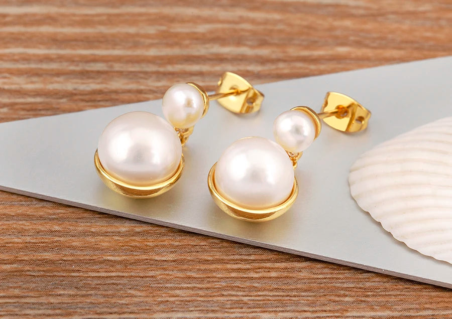 Light Luxury Trendy Copper Inlaid Pearl Zircon Charm Drop Earrings Female Wedding Party Jewelry Accessories Delicate Gifts - Floq & Raman