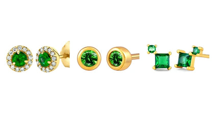 925 Sterling Silver Green Crystal CZ Hoop Earrings for Women | 2023 Luxury Gold Small Huggie Earrings | Fashion Piercing Jewelry - Floq & Raman