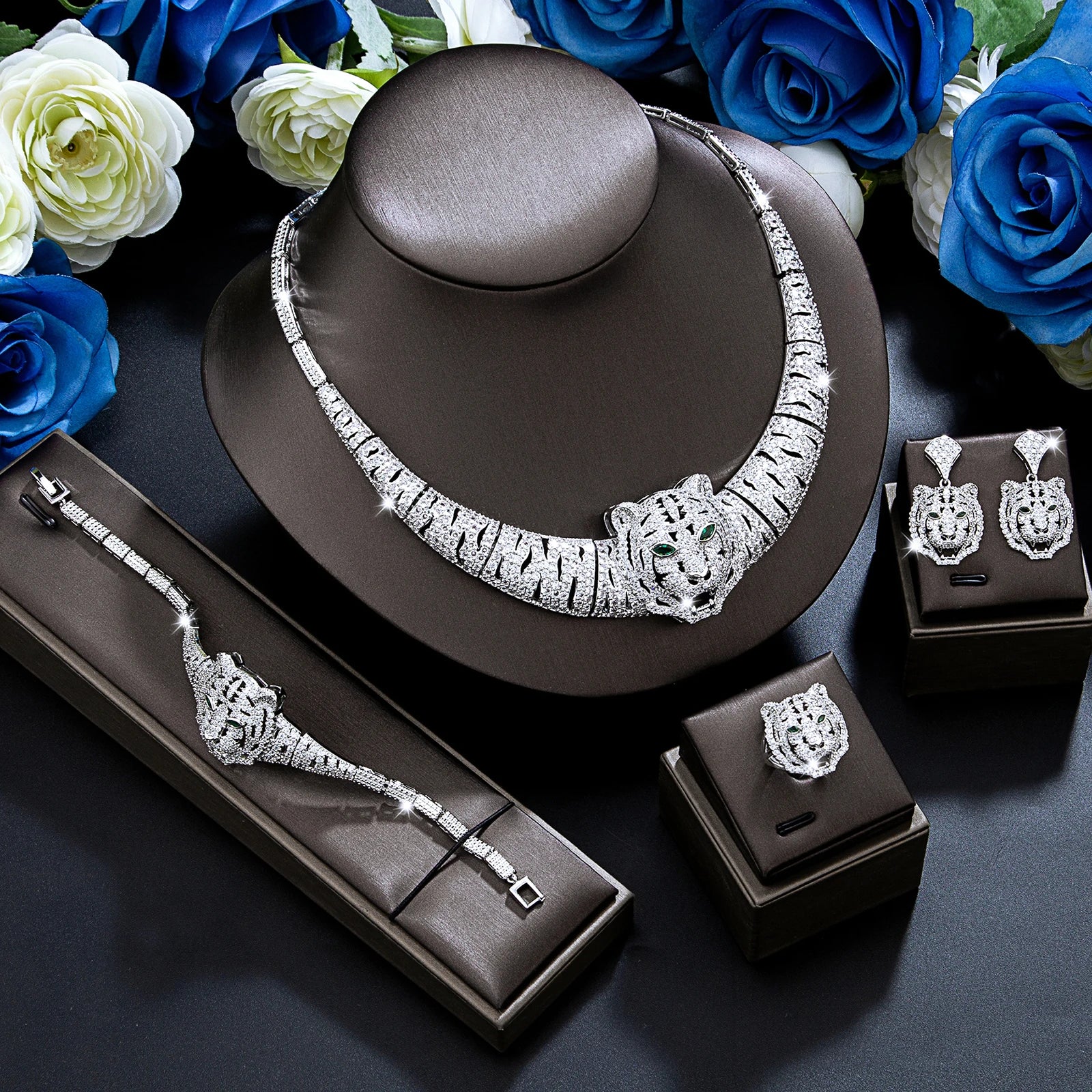 Luxury Bridal Jewelry Set (4 Pieces) – High-End Cubic Zirconia for Women’s Wedding or Special Events - Floq & Raman