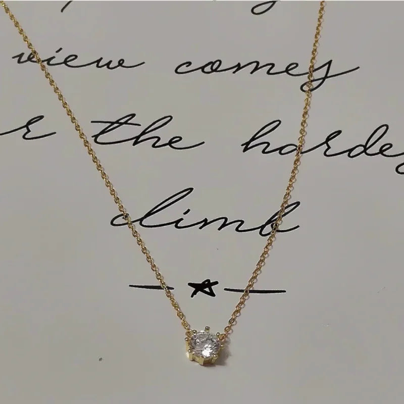 New 100% 925 Sterling Silver Necklace For Women 18K gold Plated 5A Zircon Pendant Eight Claw Necklace Money Fine Jewelry - Floq & Raman