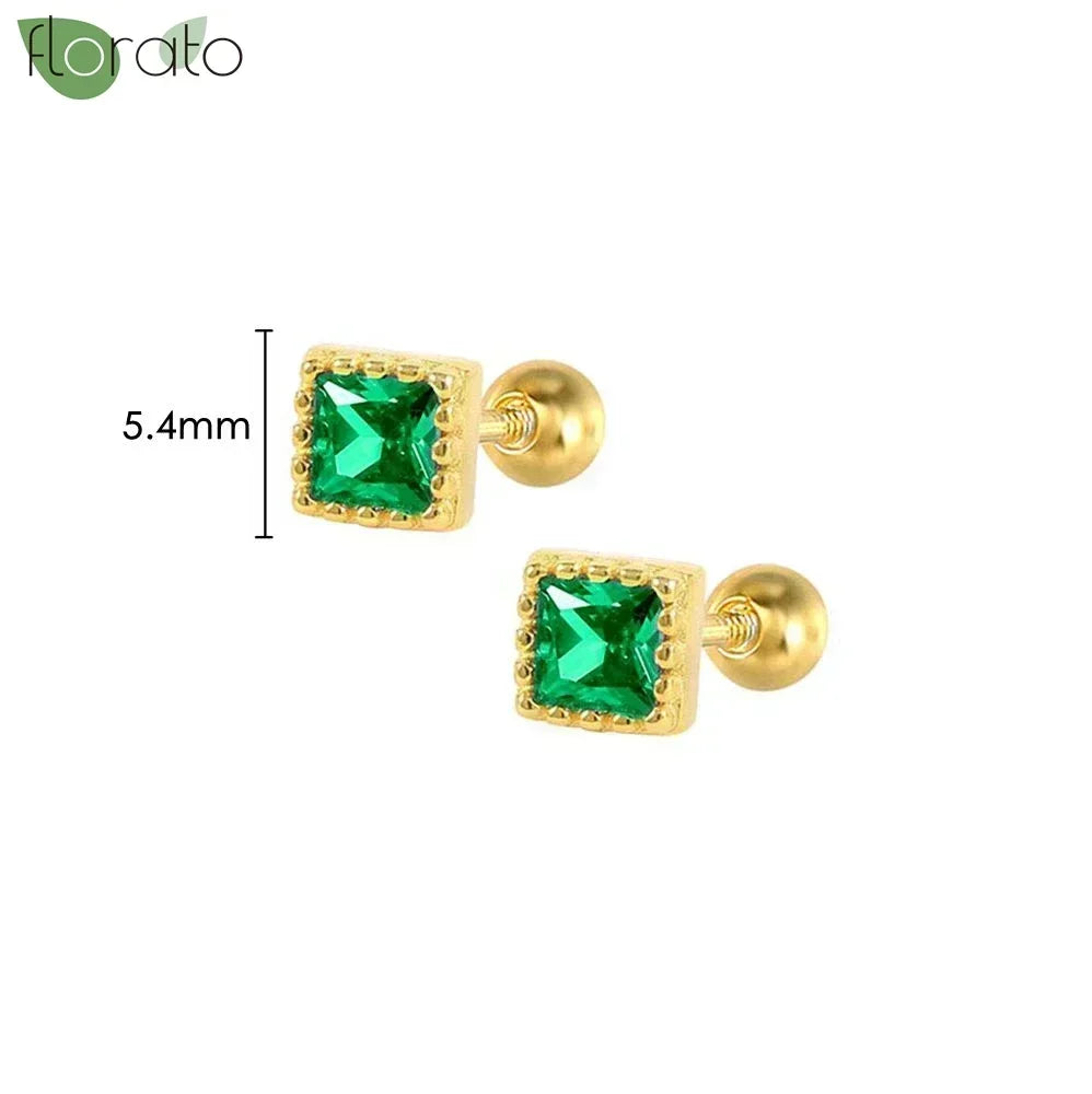 925 Sterling Silver Green Crystal CZ Hoop Earrings for Women | 2023 Luxury Gold Small Huggie Earrings | Fashion Piercing Jewelry - Floq & Raman