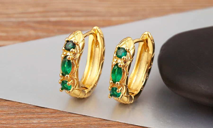 New Popular Snake Shape Cubic Zirconia Big Circle Hoop Earrings For Female Punk Style Daily Party Ear Jewelry Accessories - Floq & Raman