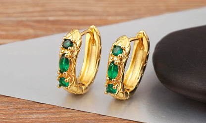 New Popular Snake Shape Cubic Zirconia Big Circle Hoop Earrings For Female Punk Style Daily Party Ear Jewelry Accessories - Floq & Raman