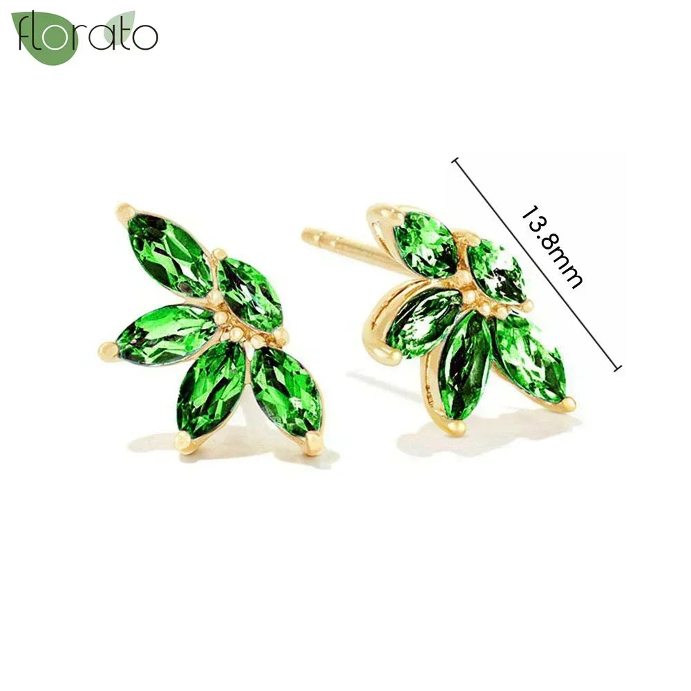925 Sterling Silver Green Crystal CZ Hoop Earrings for Women | 2023 Luxury Gold Small Huggie Earrings | Fashion Piercing Jewelry - Floq & Raman