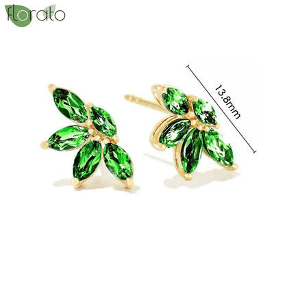 925 Sterling Silver Green Crystal CZ Hoop Earrings for Women | 2023 Luxury Gold Small Huggie Earrings | Fashion Piercing Jewelry - Floq & Raman