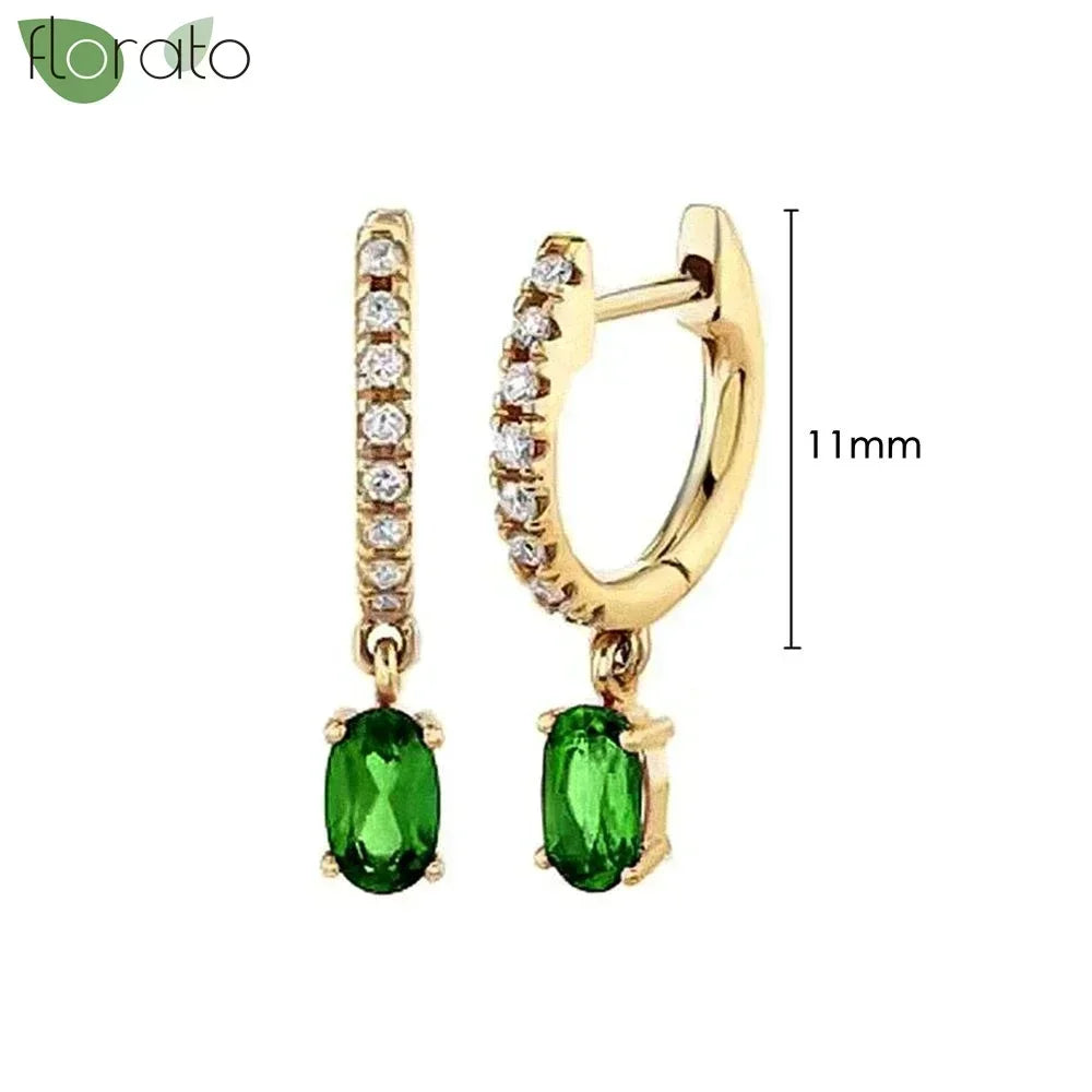 925 Sterling Silver Green Crystal CZ Hoop Earrings for Women | 2023 Luxury Gold Small Huggie Earrings | Fashion Piercing Jewelry - Floq & Raman