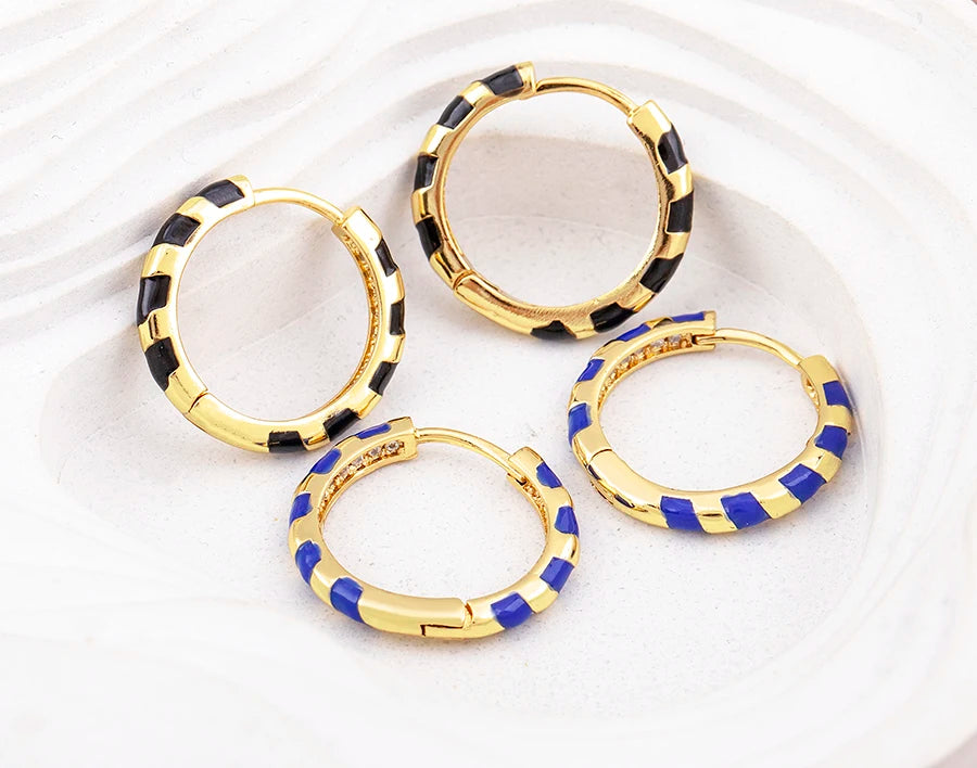 High Quality 6 Candy Colors Inlaid Zebra Stripe Pendant Fashion Earrings Enamel Oil Dripping Women's Simple French Jewelry Gifts - Floq & Raman