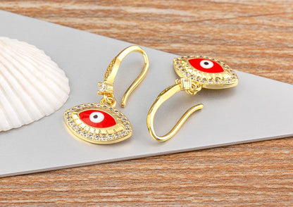 Nidin New Turkish Amulet Evil Eye Drop Earrings 4 Colors Lucky Charm Dangle Ear Hook Jewelry Birthday Wedding Gift Wholesale - Floq & Raman