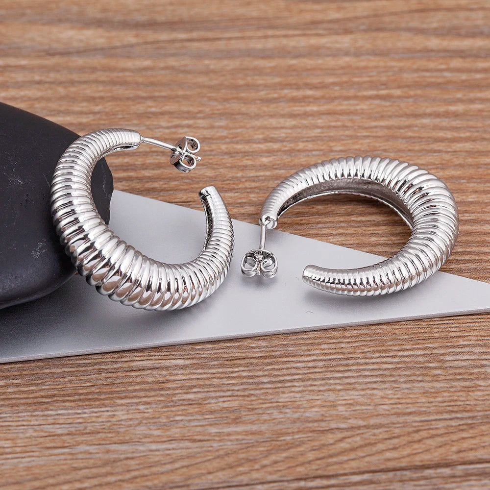 Top Quality 2 Colors Geometric Crescent Shape Adjustable Earrings Cubic Zirconia Women Retro Jewelry Classic Party Gift - Floq & Raman