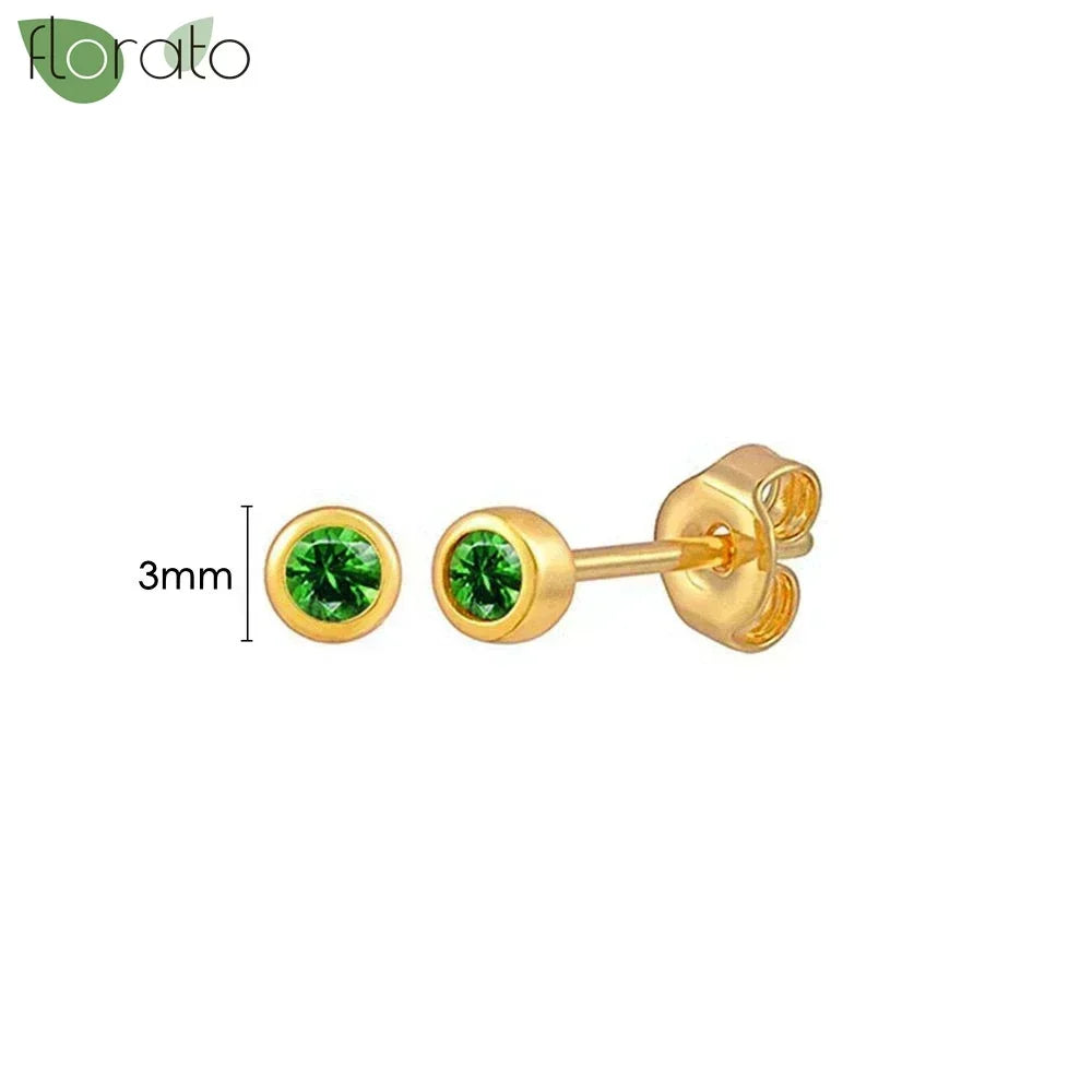 925 Sterling Silver Green Crystal CZ Hoop Earrings for Women | 2023 Luxury Gold Small Huggie Earrings | Fashion Piercing Jewelry - Floq & Raman