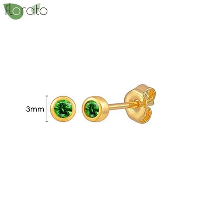 925 Sterling Silver Green Crystal CZ Hoop Earrings for Women | 2023 Luxury Gold Small Huggie Earrings | Fashion Piercing Jewelry - Floq & Raman