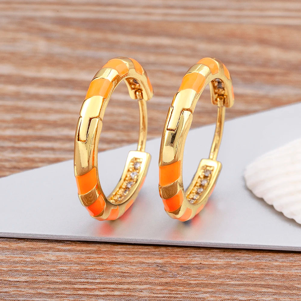 High Quality 6 Candy Colors Inlaid Zebra Stripe Pendant Fashion Earrings Enamel Oil Dripping Women's Simple French Jewelry Gifts - Floq & Raman