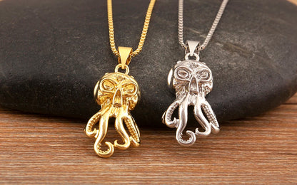 Trendy Cool Style Octopus Shape Charm Pendant Necklace For Female Male Copper Inlaid Zircon Jewelry Daily Party Gifts - Floq & Raman