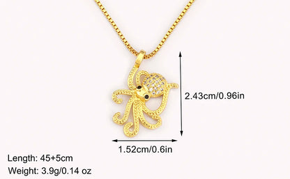 Trendy Cool Style Octopus Shape Charm Pendant Necklace For Female Male Copper Inlaid Zircon Jewelry Daily Party Gifts - Floq & Raman