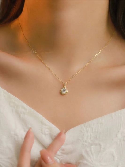 Real 925 Sterling Silver 14k Gold Zircon Flower Pendant Choker Necklace For Women Cute Plant Fine Jewelry Accessories - Floq & Raman